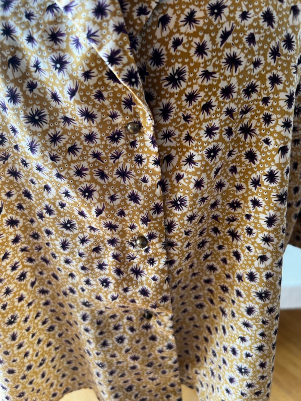 Mustard Floral Button-Front Blouse - Picture 2 of 8
